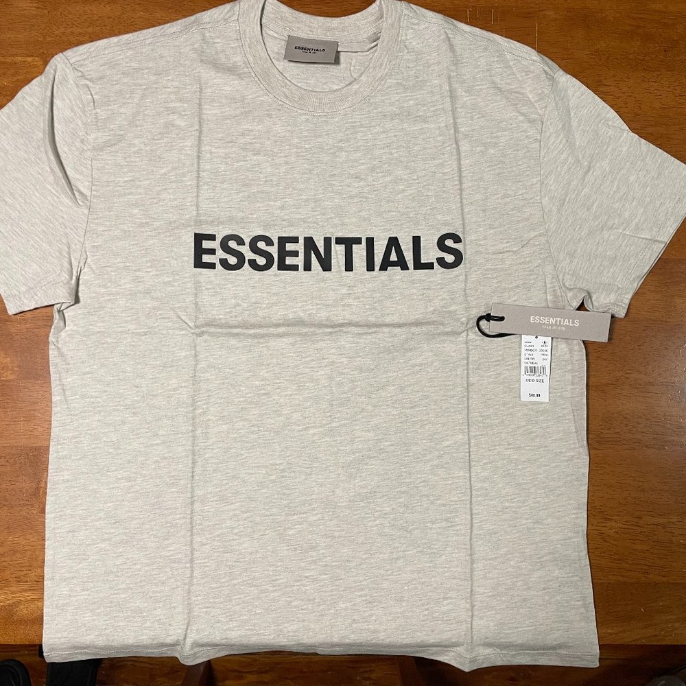 Fear of God Essentials Boxy T-Shirt Applique Logo Oatmeal